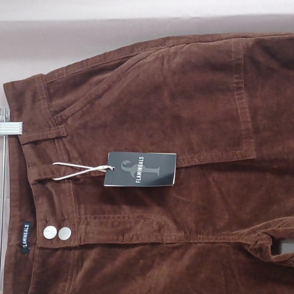 Flamingals Brown Corduroy High Rise Straight/Wide Leg Pants Made For Curves New - Picture 5 of 15